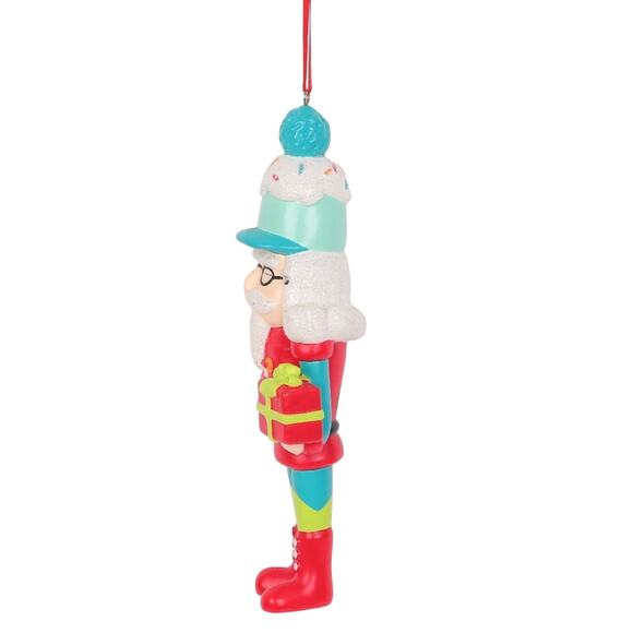 Grandpa Nutcracker Christmas Tree Ornament Sprinkles Red Blue Hat Present 7.5 in - Picture 8 of 8